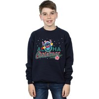 Disney Boy's Lilo & Stitch Aloha Christmas Sweatshirt in Navy | Size: 9 Years