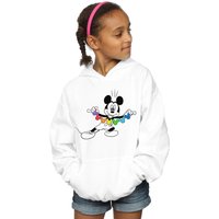 Disney Girl's Mickey Mouse Rainbow Chain Hoodie in White | Size: 7-8 Years