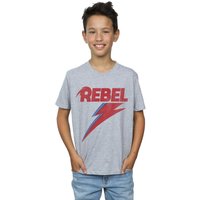 David Bowie Boy's Distressed Rebel T-Shirt in Grey | Size: 7-8 Years