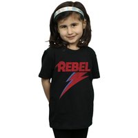 David Bowie Girl's Distressed Rebel Cotton T-Shirt in Black | Size: 5-6 Years