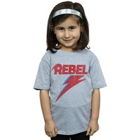 David Bowie Girl's Distressed Rebel Cotton T-Shirt in Grey | Size: 12-13 Years