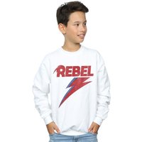David Bowie Boy's Distressed Rebel Sweatshirt in White | Size: 5-6 Years