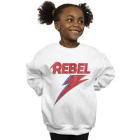 David Bowie Girl's Distressed Rebel Sweatshirt in White | Size: 5-6 Years