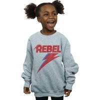 David Bowie Girl's Distressed Rebel Sweatshirt in Grey | Size: 9 Years