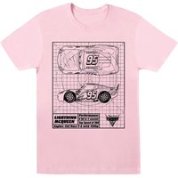 Disney Boy's Cars Lightning McQueen Blueprint T-Shirt in Baby Pink | Size: 7-8 Years