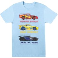 Cars Girl's Racer Profile Cotton T-Shirt in Baby Blue | Size: 7-8 Years