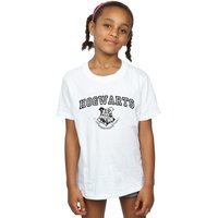 Harry Potter Girl's Hogwarts Crest Cotton T-Shirt in White | Size: 5-6 Years