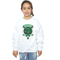 Harry Potter Girl's Slytherin Toon Crest Sweatshirt in White | Size: 12-13 Years
