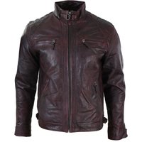 Zipped Soft Leather Short Biker Jacket