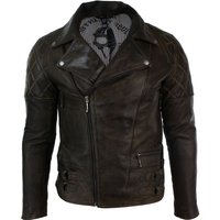 Cross Zip Biker Leather Jacket