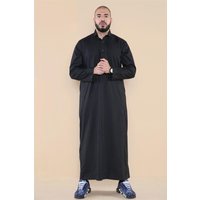 Thobez Men's Islamic Muslim Cotton Thobe Jubba in Black | Size: 56R