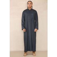 Thobez Men's Muslim Nehru Collar Eid Thobe in Charcoal | Size: 54R
