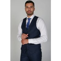 Paul Andrew Men's Arthur Classic Birdseye Waistcoat in Navy | Size: 36R