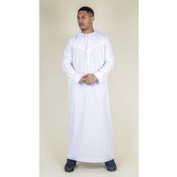 Thobez Men's Thobe Emirati Islamic Clothing String Tassel in White | Size: 58R