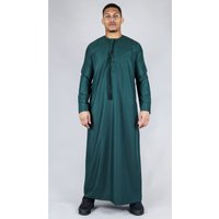 Thobez Men's Thobe Emirati Islamic Clothing String Tassel in Olive | Size: 52R