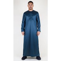 Thobez Men's Satin Emirati Thobe Islamic Clothing in Olive | Size: 56R