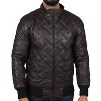 Puffer Quilted Bomber Real Leather Jacket