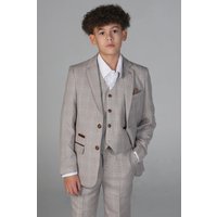 Paul Andrew Boy's Leo Boys 3 Piece Checked Suit in Beige | Size: 2 Years