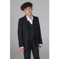Paul Andrew Boy's Madrid 3 Piece Tweed Check Suit in Navy | Size: 2 Years