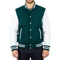 Varsity Bomber Jacket Wool Body Real Leather Sleeves College Baseball Coat