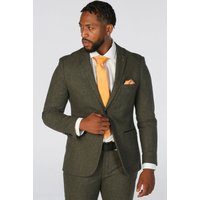 Paul Andrew Men's Blazer Wool Blend Tweed Sport Coat Tailored Fit in Olive | Size: 50R