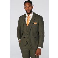 3 Piece Suit Wool Blend Tweed Tailored Fit Formal Dress 42R