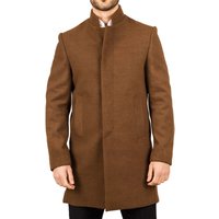 TruClothing Men's Stand Collar Wool Blend Overcoat Classic Trench Coat Winter Jacket in Brown | Size: XL