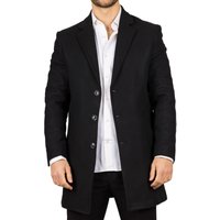 Notched Lapel Collar Wool Blend Overcoat Classic Trench Coat Winter Jacket