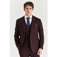 Paul Andrew Men's Regent Blazer Checked Classic Plaid Tailored Fit Jacket in Wine | Size: 34R