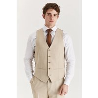 Paul Andrew Men's Belmont Waistcoat Tailored Fit Summer Vest in Beige | Size: 46R