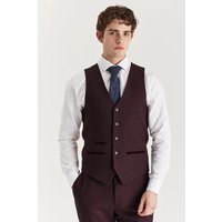 Paul Andrew Men's Regeent Waistcoat Plaid Check Formal Suit Vest in Wine | Size: 42R