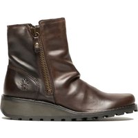 TruClothing Women's Wedge Heel Side Zip Leather Ankle Boots in Brown | Size: 5