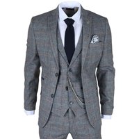 3 Piece Suit Wool Tweed Herringbone Check 1920s Gatsby Formal Dress Suits 38R