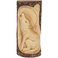 Something Different Wolf Wood Carving Wall Art in Beige