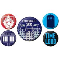 Doctor Who Exterminate Badge Set (Pack of 5)