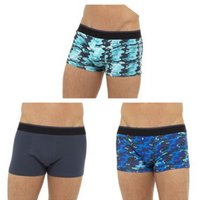 Tom Franks Men's Camo Boxer Shorts (Pack Of 3) in Blue | Size: Medium