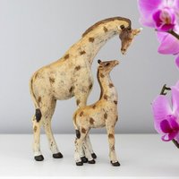 Something Different Stand Tall Giraffe Mother & Ornament in Cream