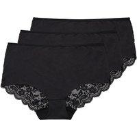 Yours Women's 3 Pack Lace Full Briefs in Black | Size: 30-32