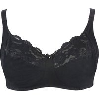 Yours Women's Non-Wired Cotton Bra With Lace Trim in Black | Size: 38DD