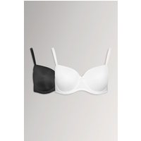 Yours Women's 2 Pack Moulded T-Shirt Bras in Black | Size: 42B