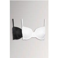 Yours Women's 2 Pack Moulded T-Shirt Bras in Black | Size: 46C
