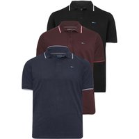 3 Pack Tipped Polo Shirts Dark 8XL