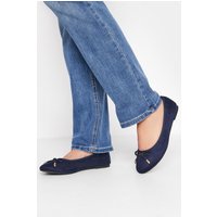 Long Tall Sally Women's Faux Suede Ballerina Pumps in Blue | Size: 8