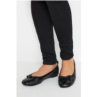 Long Tall Sally Women's Leather Ballerina Pumps in Black | Size: 7
