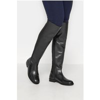 Long Tall Sally Women's Over The Knee Leather Boots in Black | Size: 10