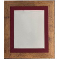 Frames & Mirrors 4U Metro Vintage Wood Frame with Red Mount 30 x 40CM Image Size 12 x 8 Inch in Walnut | Size: 30 x 40 cm