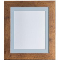 Frames & Mirrors 4U Metro Vintage Wood Frame with Blue Mount 50 x 70CM Image Size 24 x 16 Inch in Walnut | Size: 50 x 70 cm