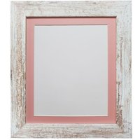 Frames & Mirrors 4U Metro Distressed White Frame with Pink Mount for Image Size 24 x 16 Inch