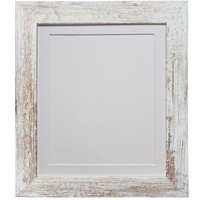 Frames & Mirrors 4U Metro Distressed White Frame with White Mount for Image Size 4.5 x 2.5 Inch