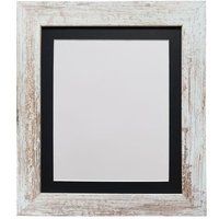 Frames & Mirrors 4U Metro Distressed White Frame with Black Mount 30 x 40CM Image Size 12 x 10 Inch | Size: 30 x 40 cm